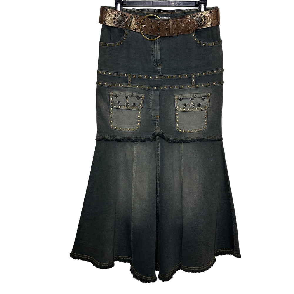 Alberto Makali Denim Maxi Skirt Womens 8 Mermaid Y2K Steampunk Western Fairycore